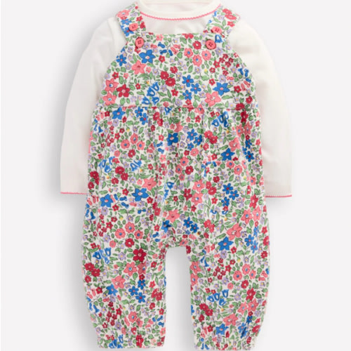 6-9M - Jersey Overalls Set-Rose Pink Flowerbed | Boden USA