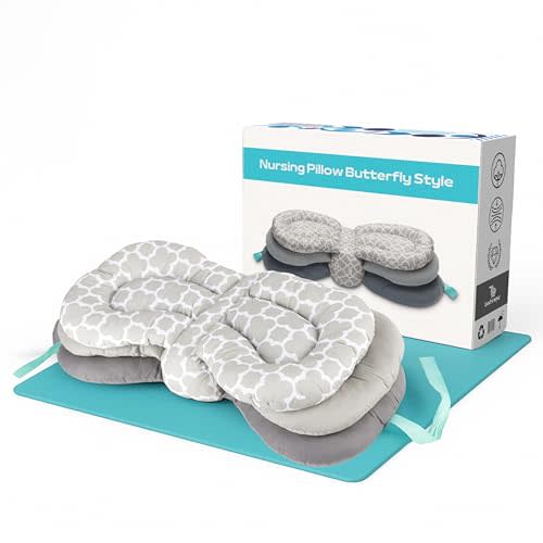 Nursing Pillow for Breastfeeding and Bottles, Ideal for Feeding Newborns 0-5 Months, 100% Cotton, Adjustable Support Cushion for Parent Use, Mom - Dad