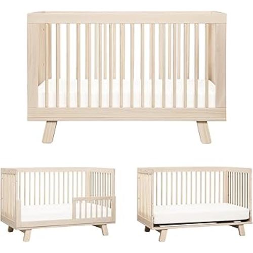 Babyletto Hudson 3-in-1 Convertible Baby Crib - GREENGUARD Gold Certified - Convertible Crib to Toddler Bed and Daybed - Baby Bed with 4 Adjustable Heights - Wooden Crib - Washed Natural