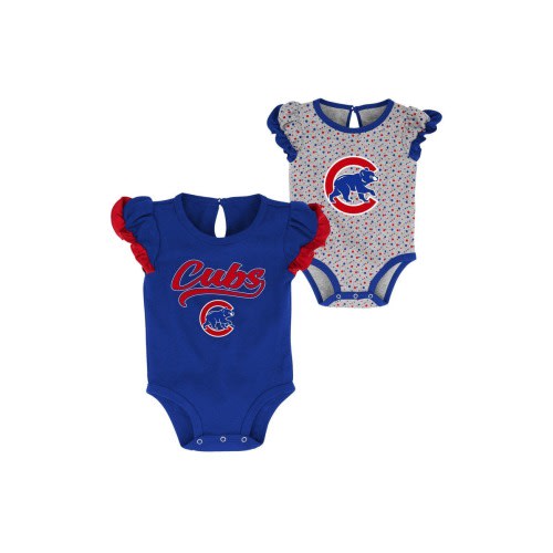 Girls Newborn Royal/Heathered Gray Chicago Cubs Scream & Shout Two-Pack Bodysuit Set, 6-9M