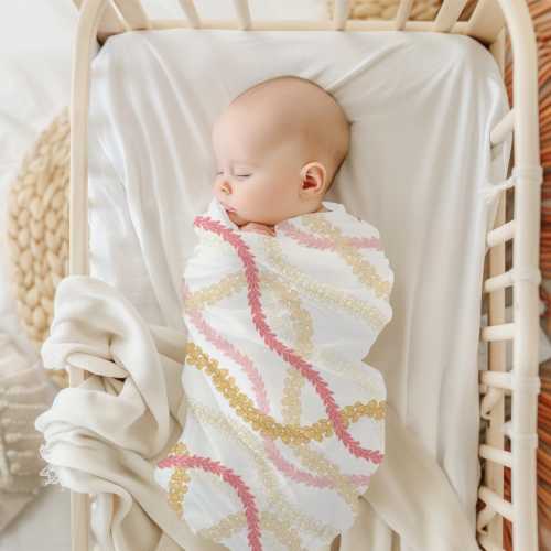 Flower Lei Hawaiian Baby Blanket, Hawaiian Print, Cute Baby Swaddle, Newborn Baby Gift, Tropical Baby Blanket, Swaddle Blanket, Baby Shower