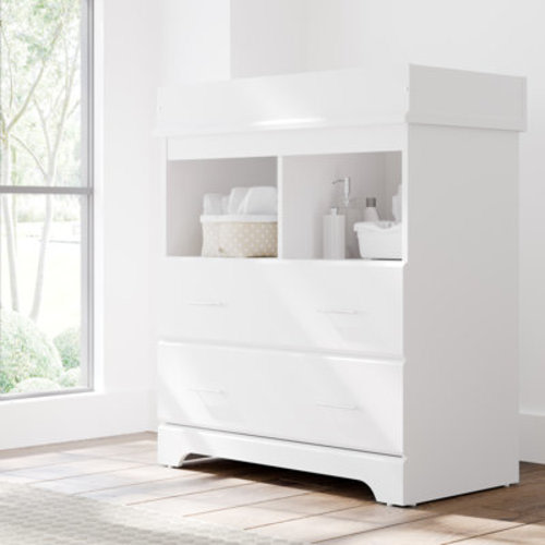 Ebern Designs Saunti Baby Changing Table Dresser，a Wood Diaper Changing Station with 3 Drawers and 3 Storage Shelves | Wayfair