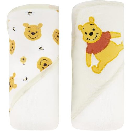 Disney Cudlie Baby Winnie The Pooh 2 Pack Rolled/Carded Hooded Towels in Sweet Life Print, 1 Count