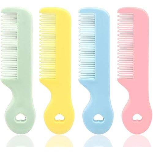 1 Pack Of 4 Round Colorful Tip Bristles Baby Cute Comb Baby Grooming For Sensitive Scalp Skin, for Nursery Newborn Infant Girl Boy Kids Comb Baby,Grooming and Healthcare Kits