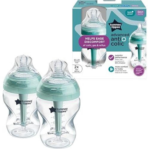 Tommee Tippee Advanced Anti-Colic Baby Bottles, Newborn 0m+, 9oz