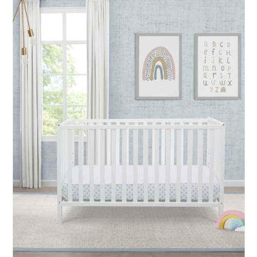 Free Shipping! Delta Children Heartland 4-in-1 Convertible Crib Bianca White with Adjustable Mattress Height