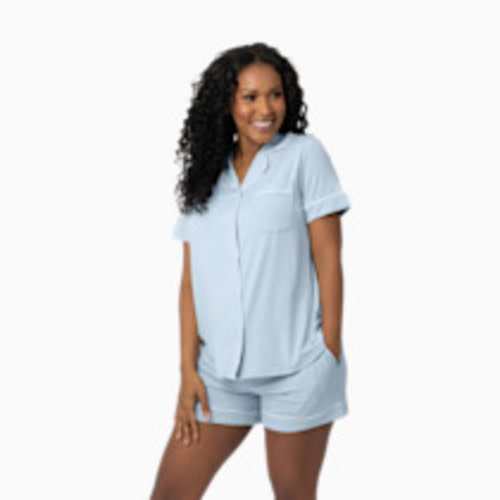 Kindred Bravely Clea Bamboo Viscose Classic Short Sleeve Maternity & Nursing Pajama Set - Mist, Small