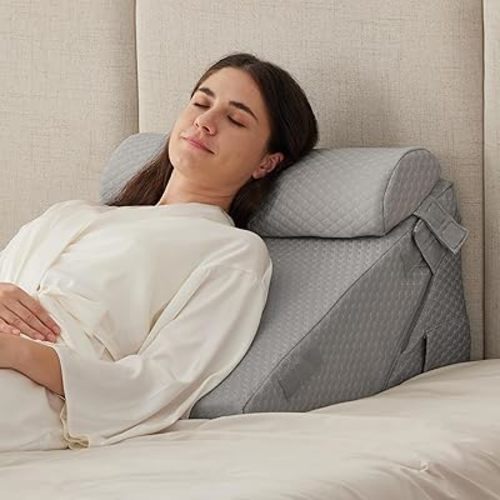 3PCS Wedge Pillow Set for After Surgery, Adjustable 9&12 Inch Bed Wedge Pillow for Sleeping, Incline Pillow Wedge for Headboard, Post Surgery, Acid Reflux, Neck&Back Support, Grey