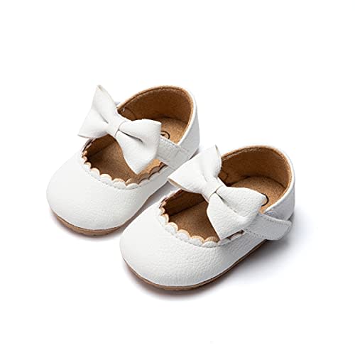 CENCIRILY Infant Baby Girls Mary Jane Flats Non Slip Soft Sole Prewalker Princess Wedding Dress Shoes