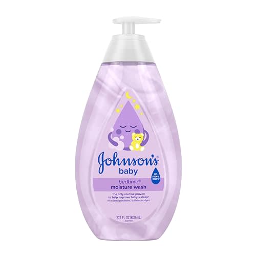 Johnson's Baby Bedtime Moisture Body Wash, Soothing NaturalCalm Aromas, Nighttime Bath Wash to Help Calm Baby Before Bed, Baby Wash, No added Parabens & Sulfates, 27.1 fl. oz