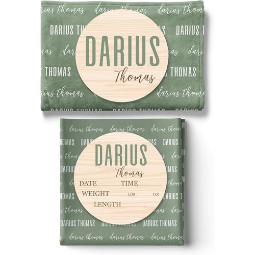 Hickory Hollow Designs Personalized Baby Swaddle, Custom Name Blanket, Nursery Name Sign, Newborn Announcement Sign, Birth Stat, Gender Reveal, Baby Essentials, (Swaddle and 30x40 Blanket)