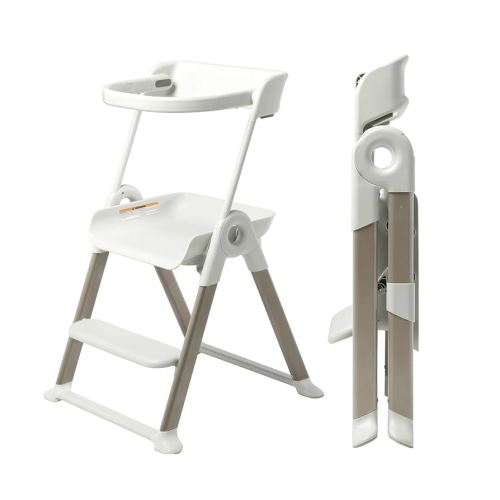 Boon Pivot Toddler Tower Kids Kitchen Step Stool - Folding Toddler Step Stool for Bathroom Sink or Kitchen Counter - Step Stool for Toddlers with CPC Certification - White - Ages 18 Months to 4 Years