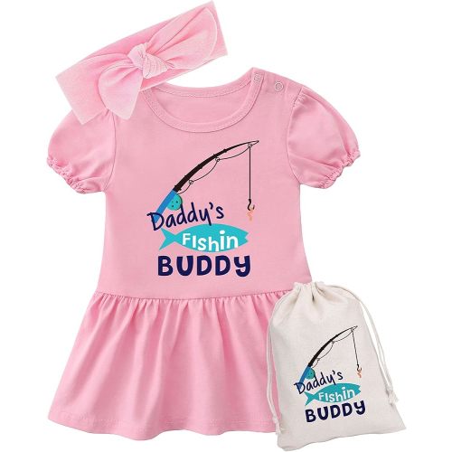Baby Twins Bodysuit Daddy's Fishing Buddy Newborn Girl Dress Toddler Outfits Sister Skirted Infant Romper