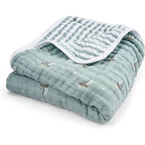 aden + anais Boutique 100% Cotton Dream Blanket, Muslin Baby Blanket for Boys & Girls, Unisex Toddler Bedding, Newborn Crib Blanket, Nursery Essential, Sailing Seas