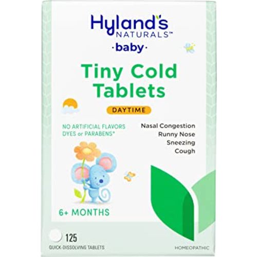 Hyland's Baby Tiny Cold Tablets, Daytime, Infant and Baby Cold Medicine, Decongestant, Runny Nose and Cough Relief, 125 Quick-Dissolving Tablets