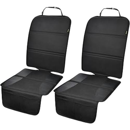 Car Seat Protector, 2 Pack Auto Seat Protectors for Child Car Seat with Thick Padding, Seat Cover Mat for Under Baby Seat to Protect Leather Seats, Black