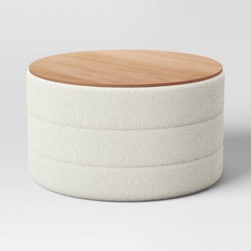 Tray Top Upholstered Storage Cocktail Boucle Ottoman Cream/white - Threshold™