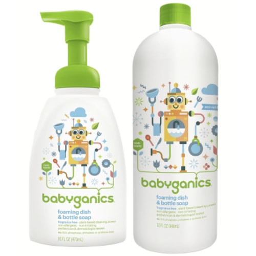 Babyganics Foaming Dish & Bottle Soap 16oz + Refill Kit, Original Scent | Baby-Safe, Plant-Based