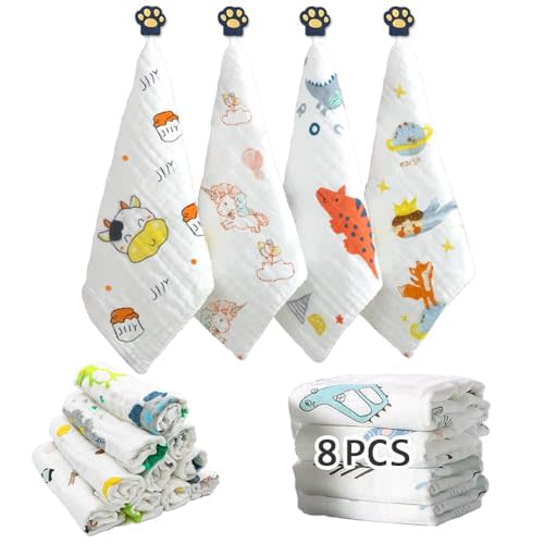 Caiery Baby Muslin Washcloths|Baby Washcloths Soft | Baby Muslin Washcloth | Face Towels for Newborn with Sensitive Skin | Shower Gift for Baby Registry 11.5X 11.5 inch(29x29cm)