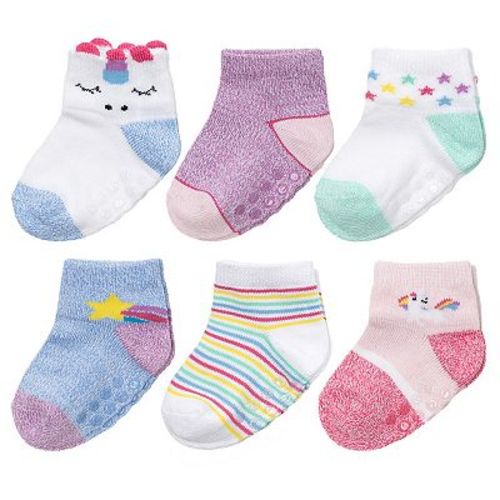 Baby / Toddler Girl Jumping Beans® 6-pack Low-Cut Softest Pastel Unicorn Grip Socks