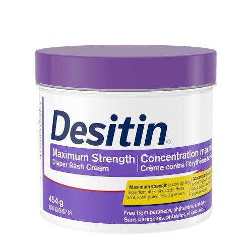 Desitin Maximum Strength Baby Diaper Rash Cream, 40% Zinc Oxide to Help Treat, Heal & Prevent Diaper Rash, Hypoallergenic, Phthalate- & Paraben-Free Paste, 454 g