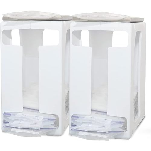 Nurse & Nourish 2 Pack Breast Milk Storage Tower - Convenient Storage for Milk Freezer Bags - Efficiently Store Milk in Freezer Organizer Tower - Breast Milk Storing Containers for Up to 120oz Milk