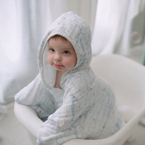 Organic Cotton Hooded Baby Bath Cloak | Nest Designs