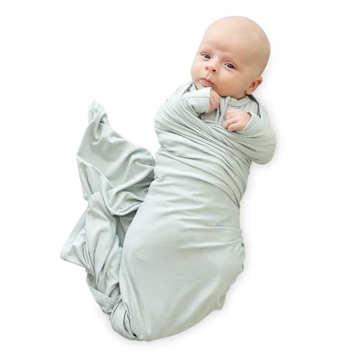 Caden Lane Baby Swaddle & Receiving Blanket, Soft, Breathable & Temperature-Regulating Bamboo Viscose Fabric for Swaddling Newborns, Gender Neutral Infant Blanket for Boys & Girls, Lily Pad Green