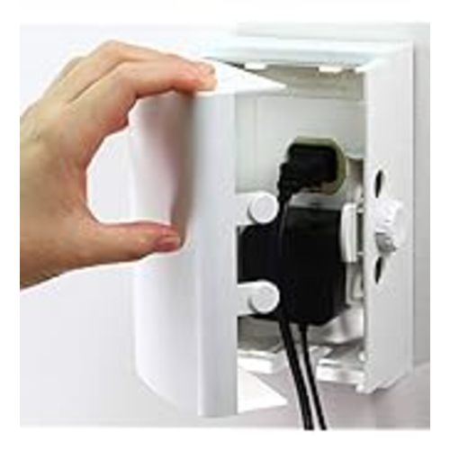 Baby Safety Outlet Cover BOX [Patent Pending] Double Lock for Much Better Toddler Proofing, Easier Operation, Simple 3 Step Install with Included Screws. Provides Extra Space Inside for Plugs,Adapters - White - 1 Count (Pack of 1)