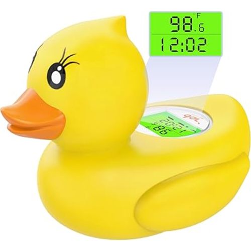 Baby Bath Thermometer with Timer and 3 Color Backlit, Digital Water Temperature Thermometer with and Temperature Warning, Safety Bath Tube Thermometers Floating Toy for Infant, Toddler