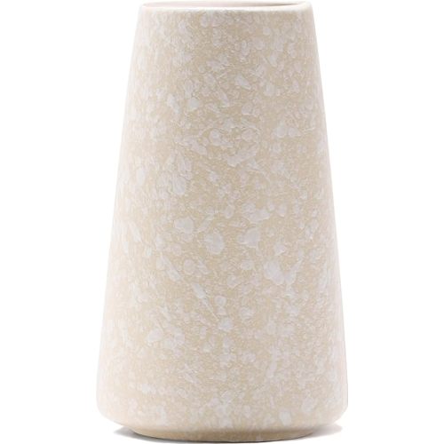 Beige Vase - 6" White Textured Vase, Rustic Boho Pampas Vases for Home Decor, Farmhouse Decor, Minimalist Cream Modern Flower vases for Centerpieces, Living Room, Bedroom