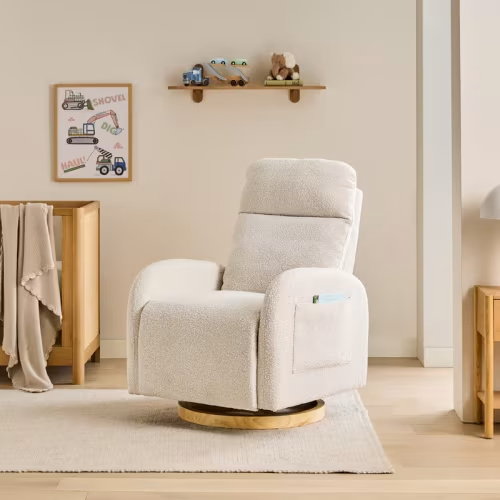 Adairs Kids - Easton Snow Boucle Swivel Recliner Nursery Chair | Adairs