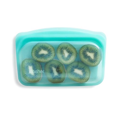 Stasher Premium Silicone Reusable Food Storage Snack Bag, Aqua, Microwave, Sous Vide, Dishwasher, Oven and Freezer Safe, BPA Free, Leak-free, Eco-friendly, 12 Oz