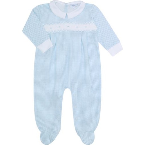 Blue Gingham Smocked Footie - Baby, 0-3M