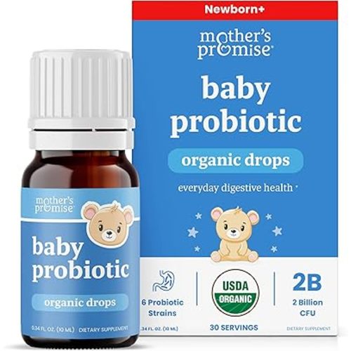 USDA Organic Baby Probiotic Drops for Infants | Helps with Colic, Reflux, Gas & Constipation Relief | Digestion & Immune Support for Newborns + | Ages 0-24 Months, Liquid Probiotics for Babies