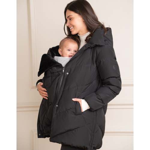 Black Maternity & Babywearing Puffer Coat | Seraphine