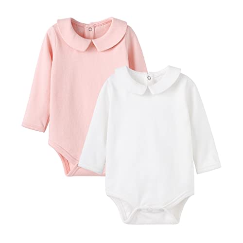 pureborn Baby Romper Bodysuits 2-Pack Unisex Soft Cotton One-Piece Outfit for Infant Boys Girls 0-24 Months