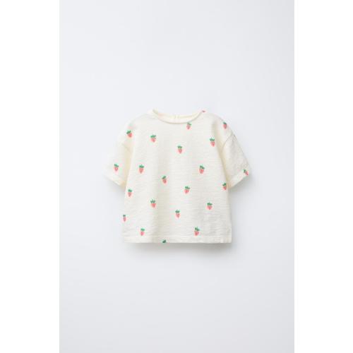 STRAWBERRY PRINT T-SHIRT - Oyster-white | ZARA United States