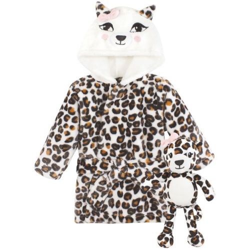 Hudson Baby Unisex Baby Plush Bathrobe And Toy Set, Leopard, One Size
