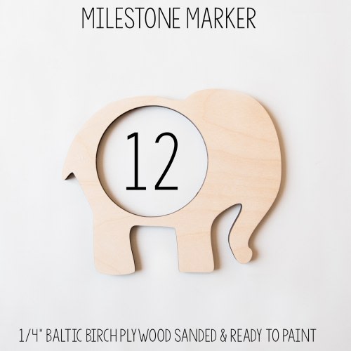 Elephant Milestone Marker, Milestone Blanket Marker, Baltic Birch Wood Milestone Marker, Baby Shower Gift, Photo Prop, Month Marker