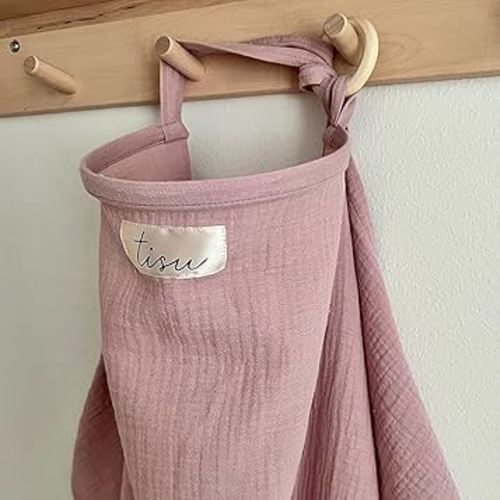 Nursing Cover for Baby Breastfeeding & Pumping | Multi Use Car Seat Stroller Cover | Breathable Soft Muslin Cotton | Breast Feeding Apron & Shawl by TISU (Blush (Neutral))