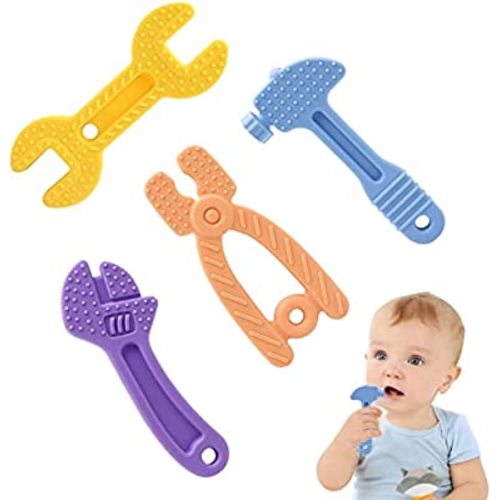 4 Pcs Teething Toys for Babies 0-6 Months 6-12 Months,Baby Teething Toys Set,BPA Free Silicone Infant Molar Teether Toys,Easy to Hold,Soothe Babies Sore Gums Freezable Teething Chew Toy for Boys Girls