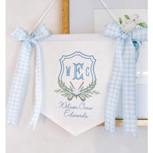 Golf Style Baby Hospital Banner | Embroidered Birth Announcement | Hospital Door Sign | Welcome Banner | Baby Shower | Bassinet Crib Decor