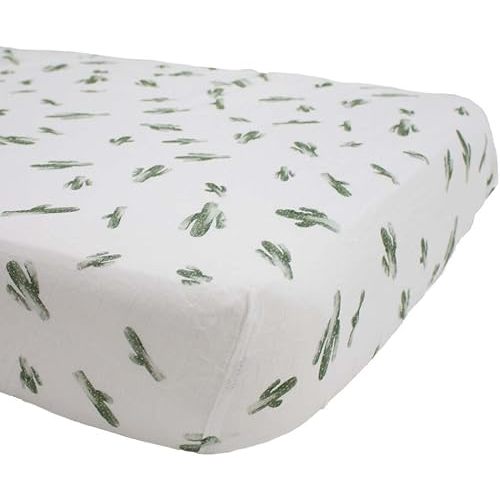 Bebe au Lait Oh-So-Soft Muslin Crib Sheet, Soft Muslin Design, Stylish Pattern - Saguaro Cactus