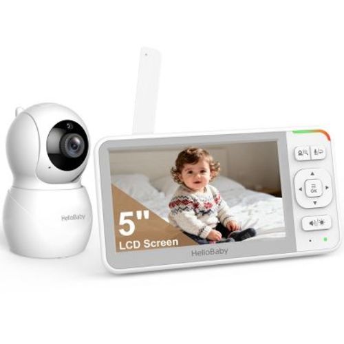 HELLOBABY 5" IPS Screen Pan-Tilt-Zoom Video Baby Monitor with Camera and Audio, HB6055