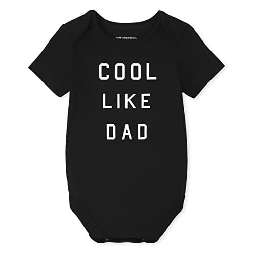 The Children's Place Unisex Baby Short Sleeve 100% Cotton Family Bodysuits T-Shirt, Cool Like Dad, 3-6 Months US