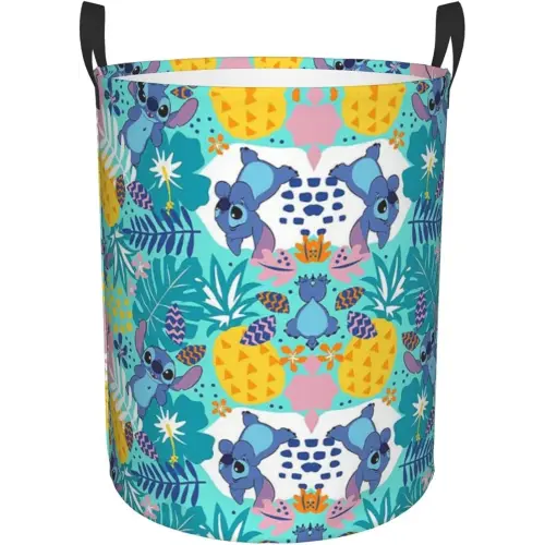 Cartoon Cute Laundry Hamper Circular Laundrys Basket Waterproof Foldable Storage Clothes Bag For Home Bathroom Ae28-Medium