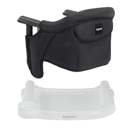 Inglesina Fast Table Chair - Black + Fast Dining Tray - Portable Baby High Chair - for Babies & Toddlers up to 37 lbs - Fits Tables 0.8'' to 3.5'' Thick - Compact & Easy to Use - Travel Bag Included