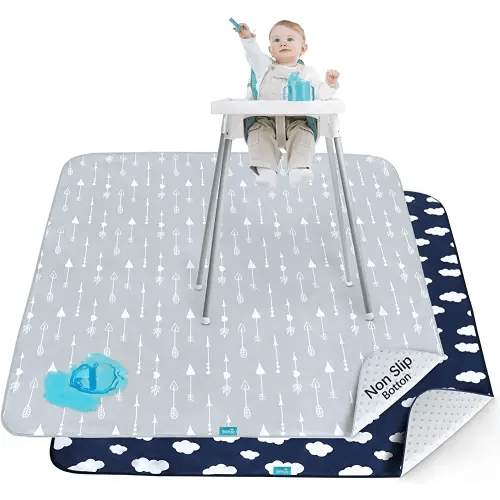 Waterproof Baby Playtime Anti-Slip Mat for Floor or Table, Reusable & Portable Splash Mat 42” ×46”, 2 Pack