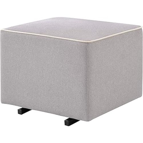 DaVinci Universal Gliding Ottoman in Grey with Cream Piping, Greenguard Gold & CertiPUR-US Cerified
